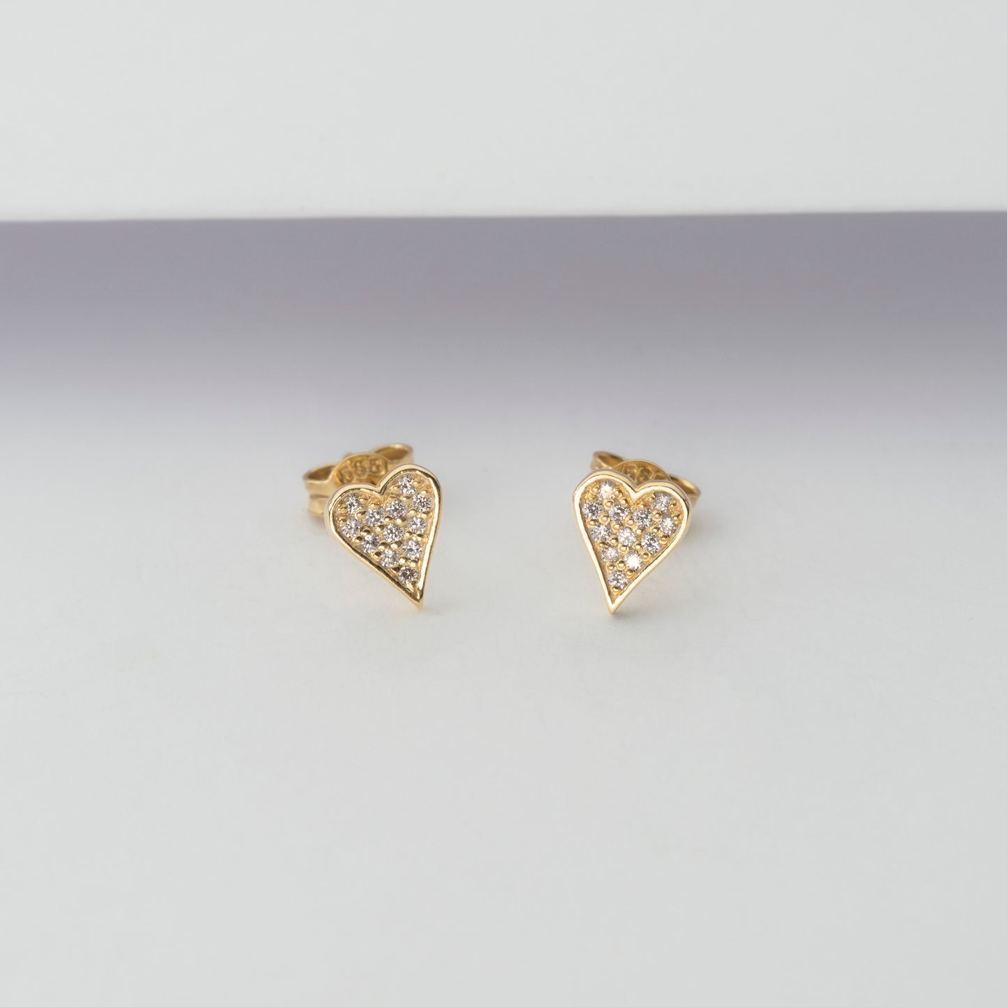 Curved Diamond Heart Studs