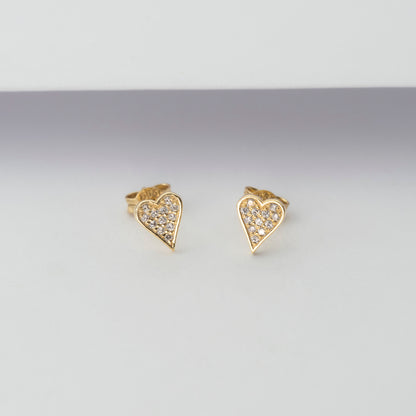Curved Diamond Heart Studs