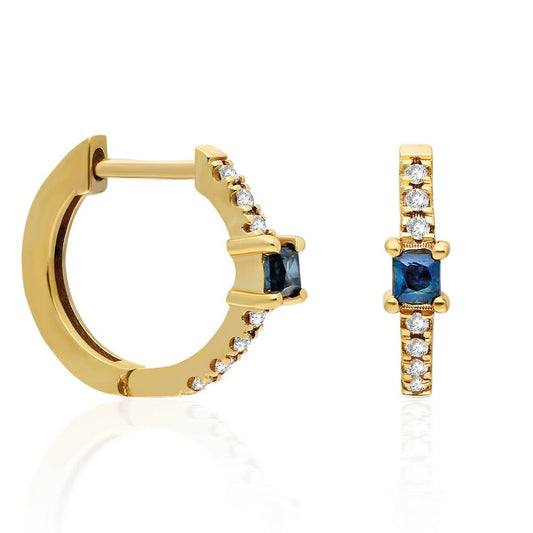 Diamond and Sapphire Hoop Earrings