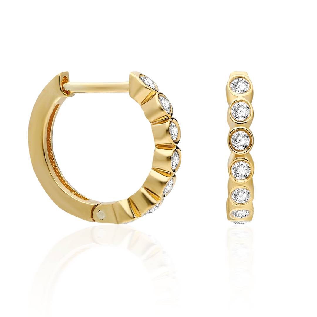 Bezel Set Diamond Hoop Earrings