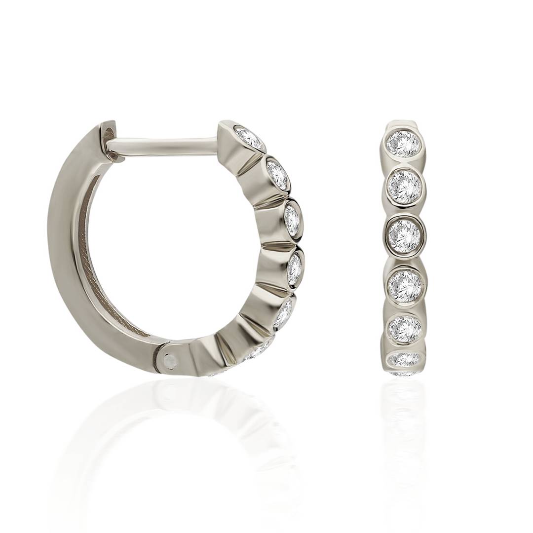 Bezel Set Diamond Hoop Earrings