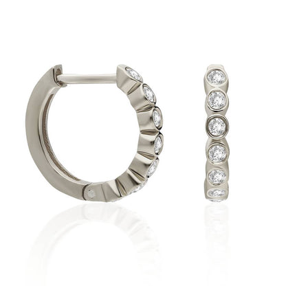 Bezel Set Diamond Hoop Earrings