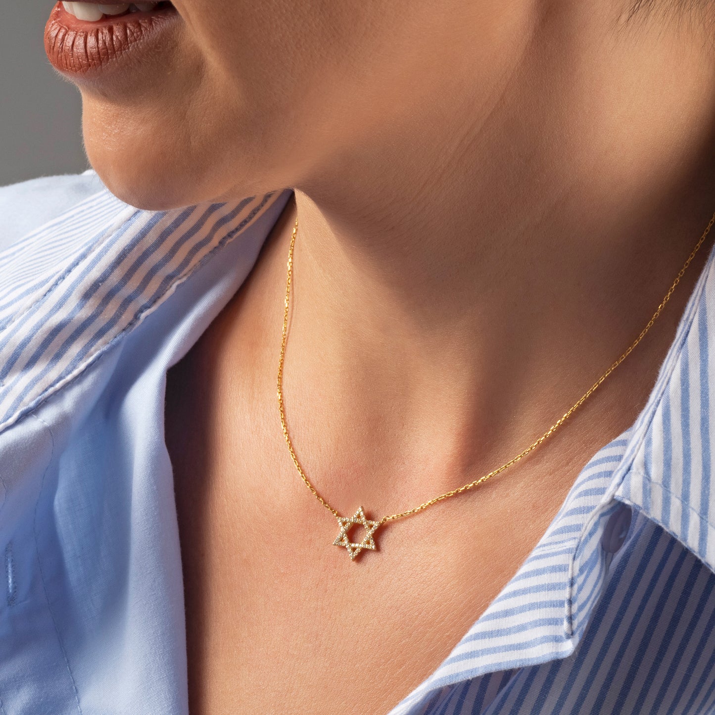 Diamond Star Of David Necklace