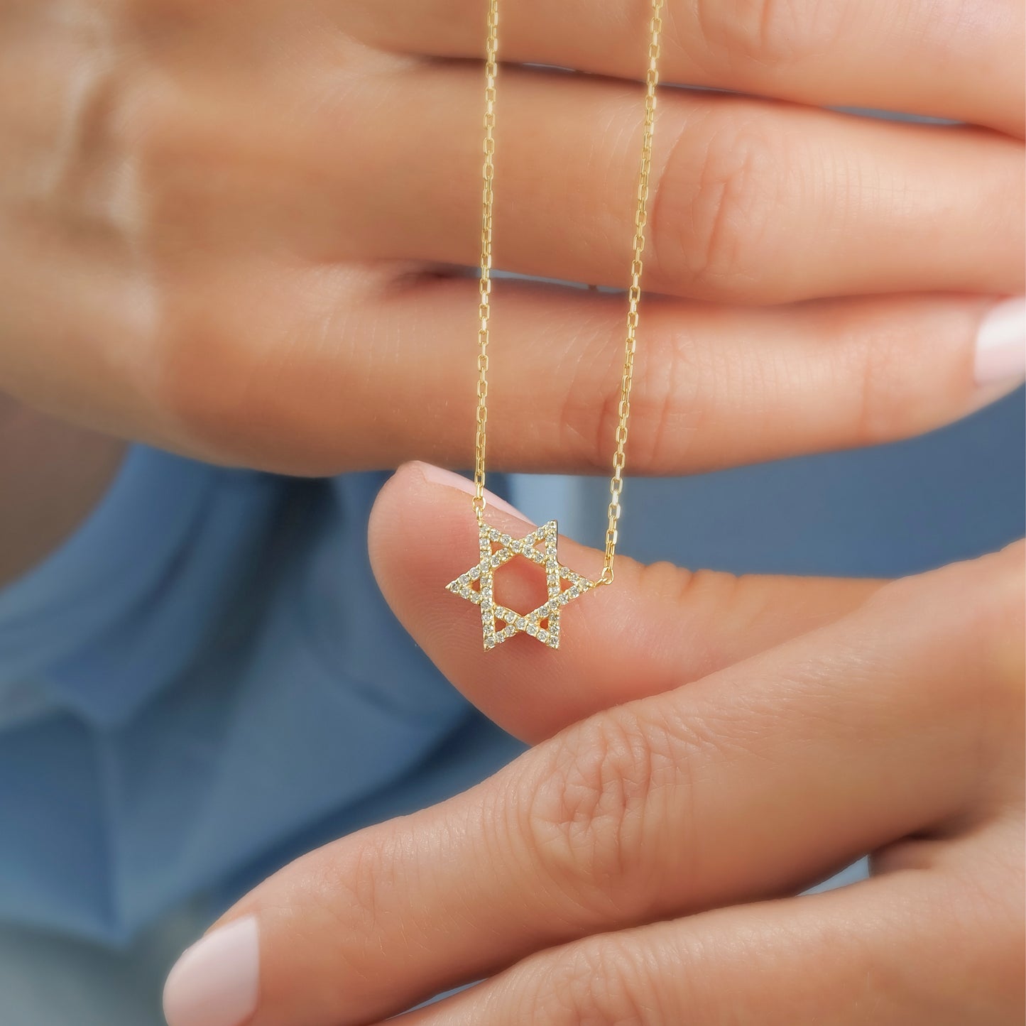 Diamond Star Of David Necklace