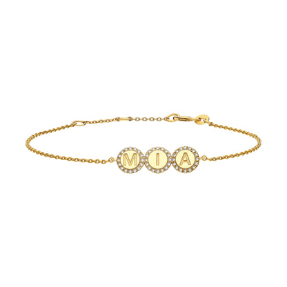 Pave Disc Diamond Name Bracelet