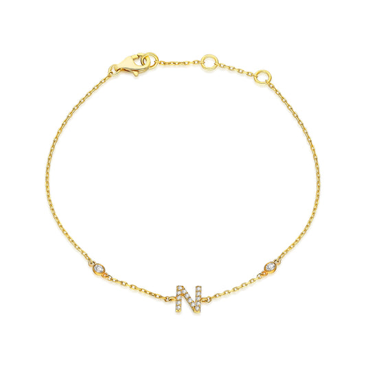 Bezel Diamond Initial Bracelet