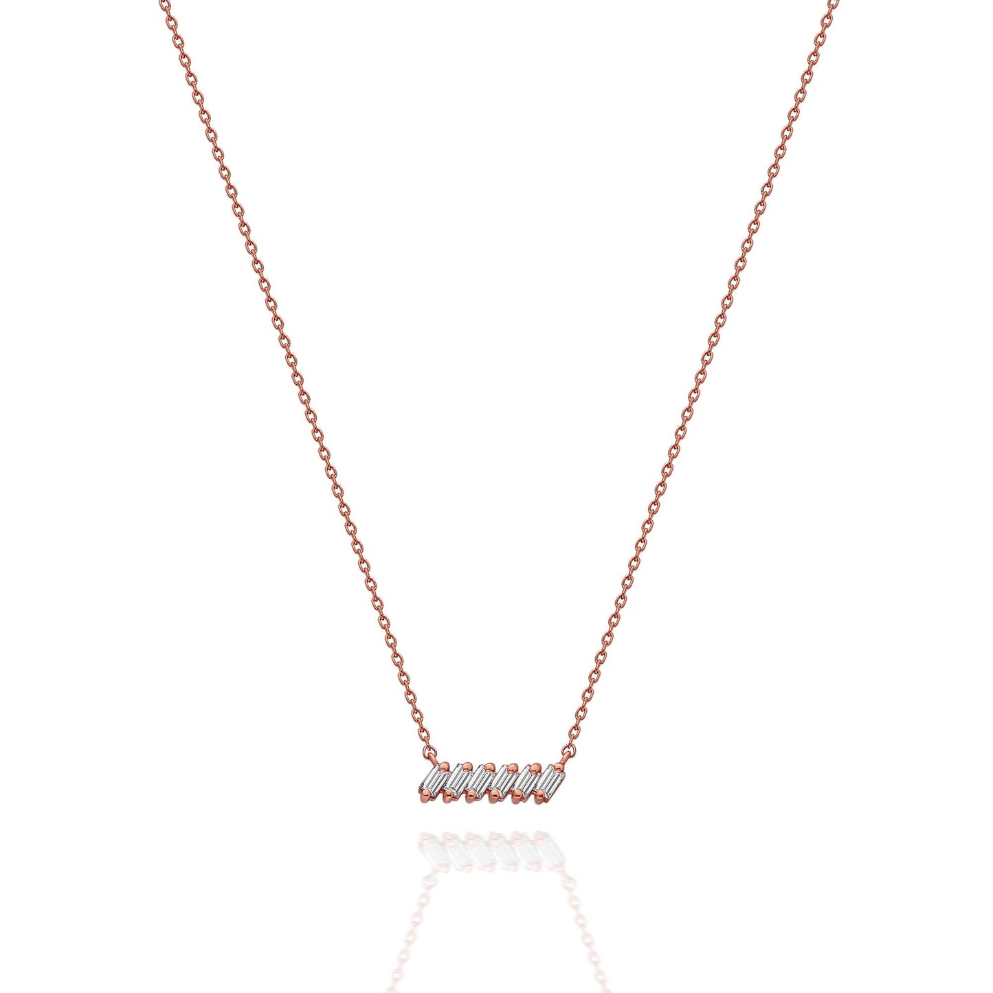 Tilted Diamond Baguette Bar Necklace