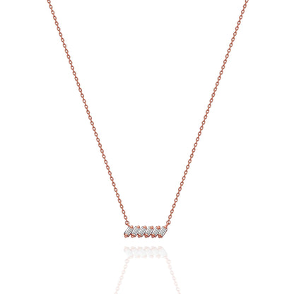 Tilted Diamond Baguette Bar Necklace