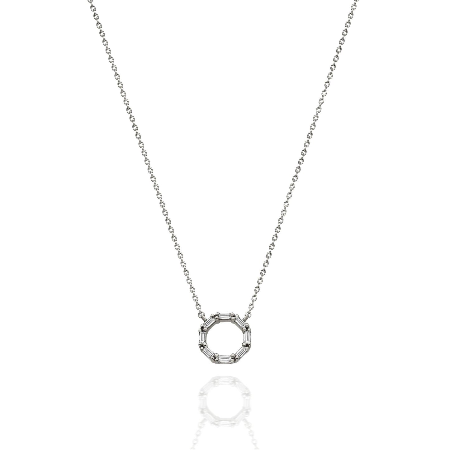 Diamond Baguette Halo Necklace