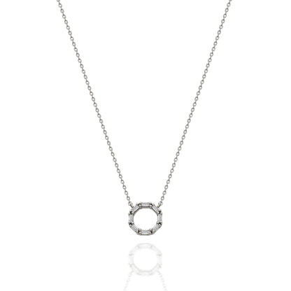Diamond Baguette Halo Necklace