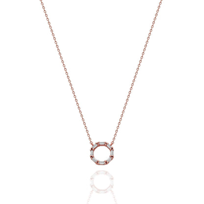 Diamond Baguette Halo Necklace