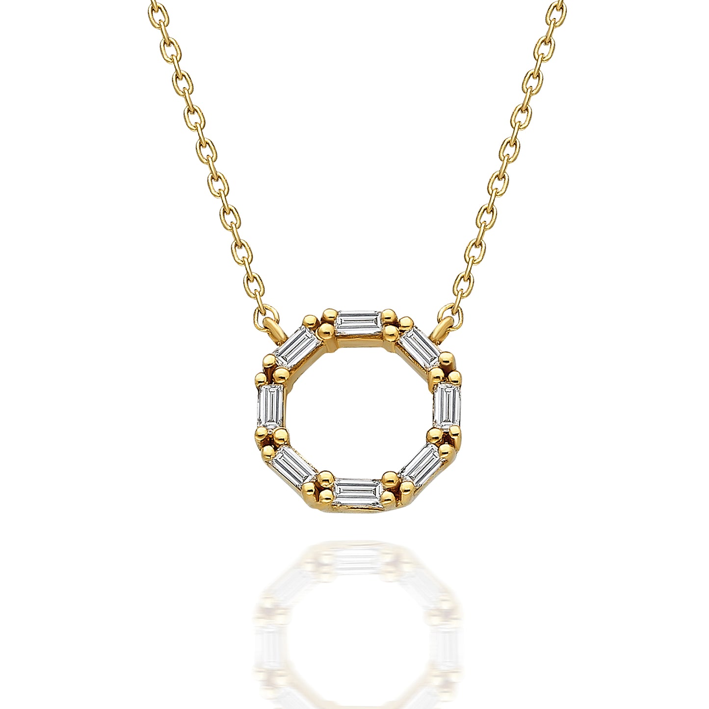 Diamond Baguette Halo Necklace