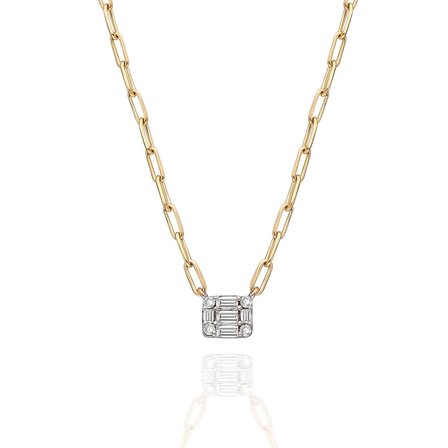 Baguette Diamond Paperclip Chain  Necklace