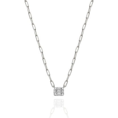 Baguette Diamond Paperclip Chain  Necklace
