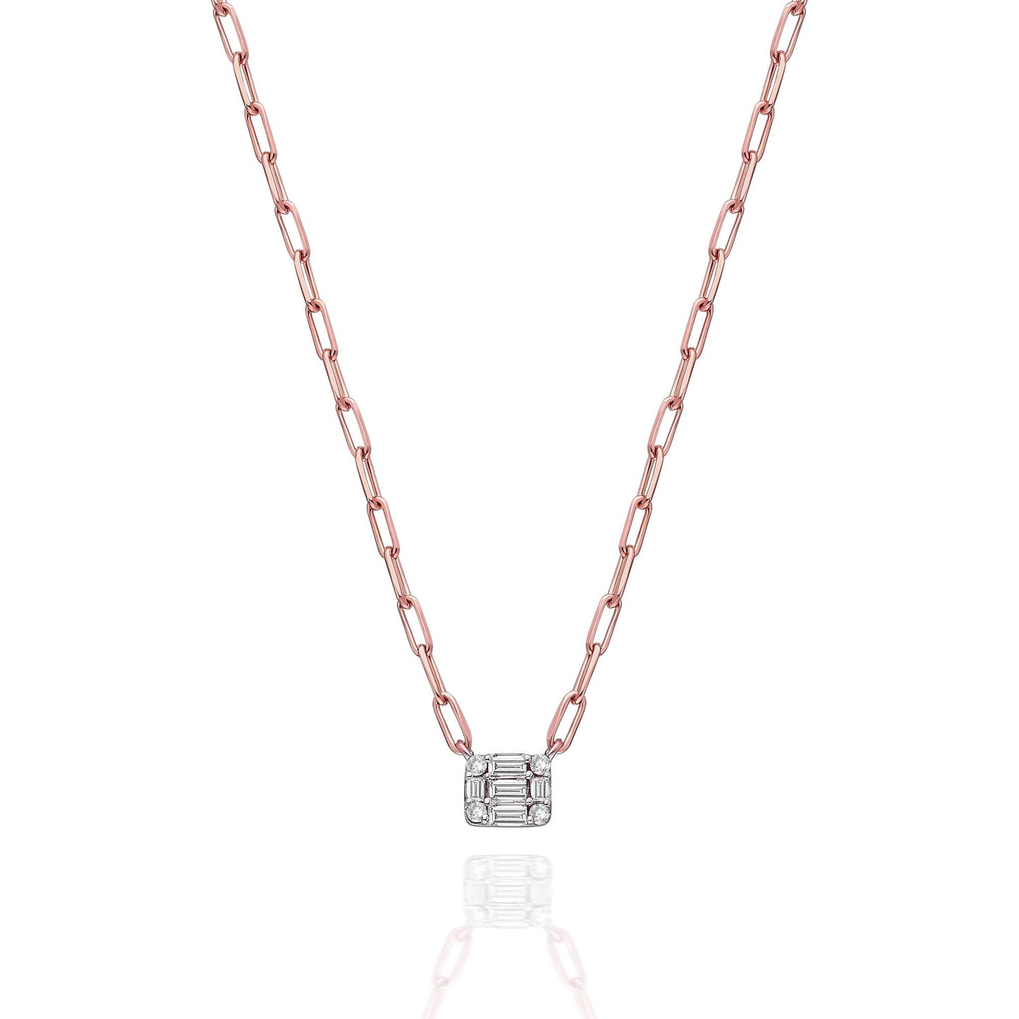Baguette Diamond Paperclip Chain  Necklace