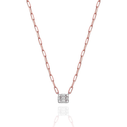 Baguette Diamond Paperclip Chain  Necklace