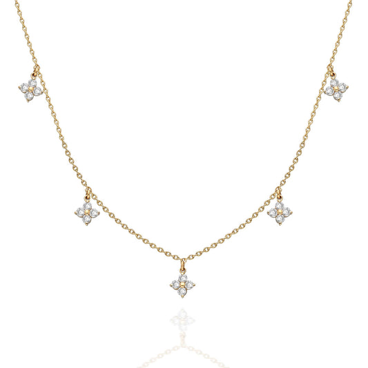 Diamond Station Necklace Clover