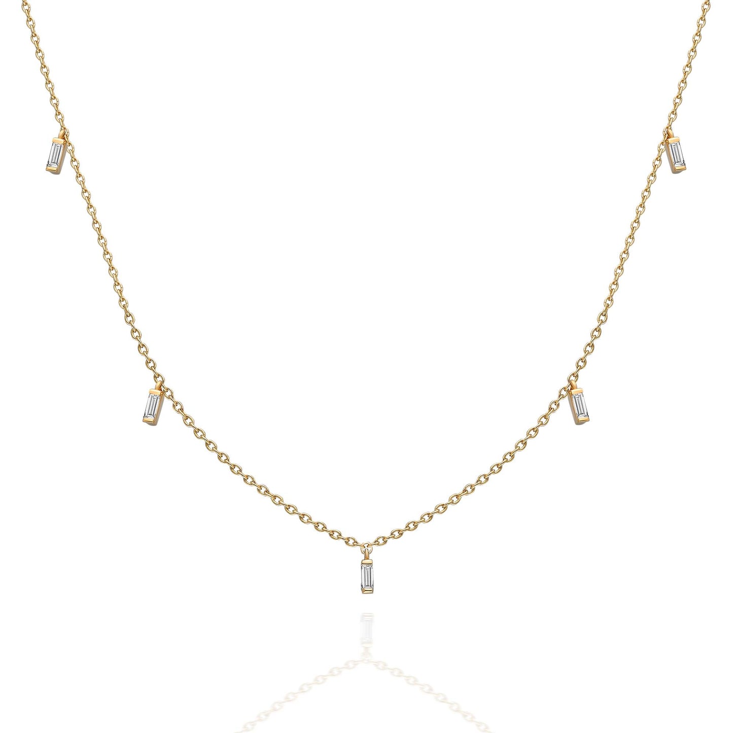 Baguette Diamond Station Necklace