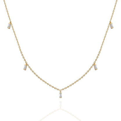 Baguette Diamond Station Necklace