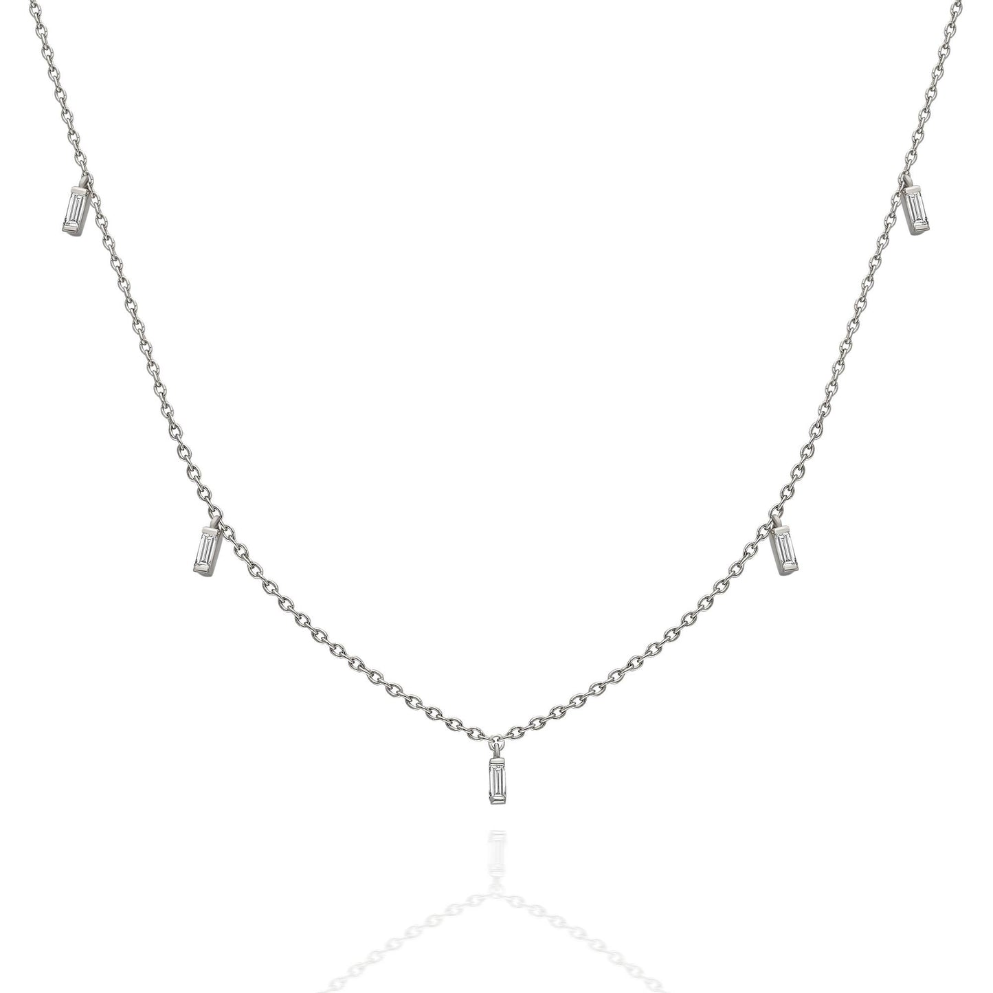 Baguette Diamond Station Necklace