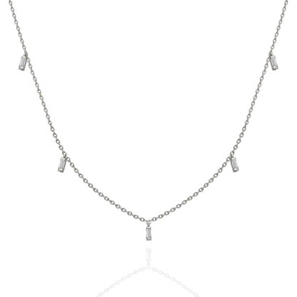 Baguette Diamond Station Necklace