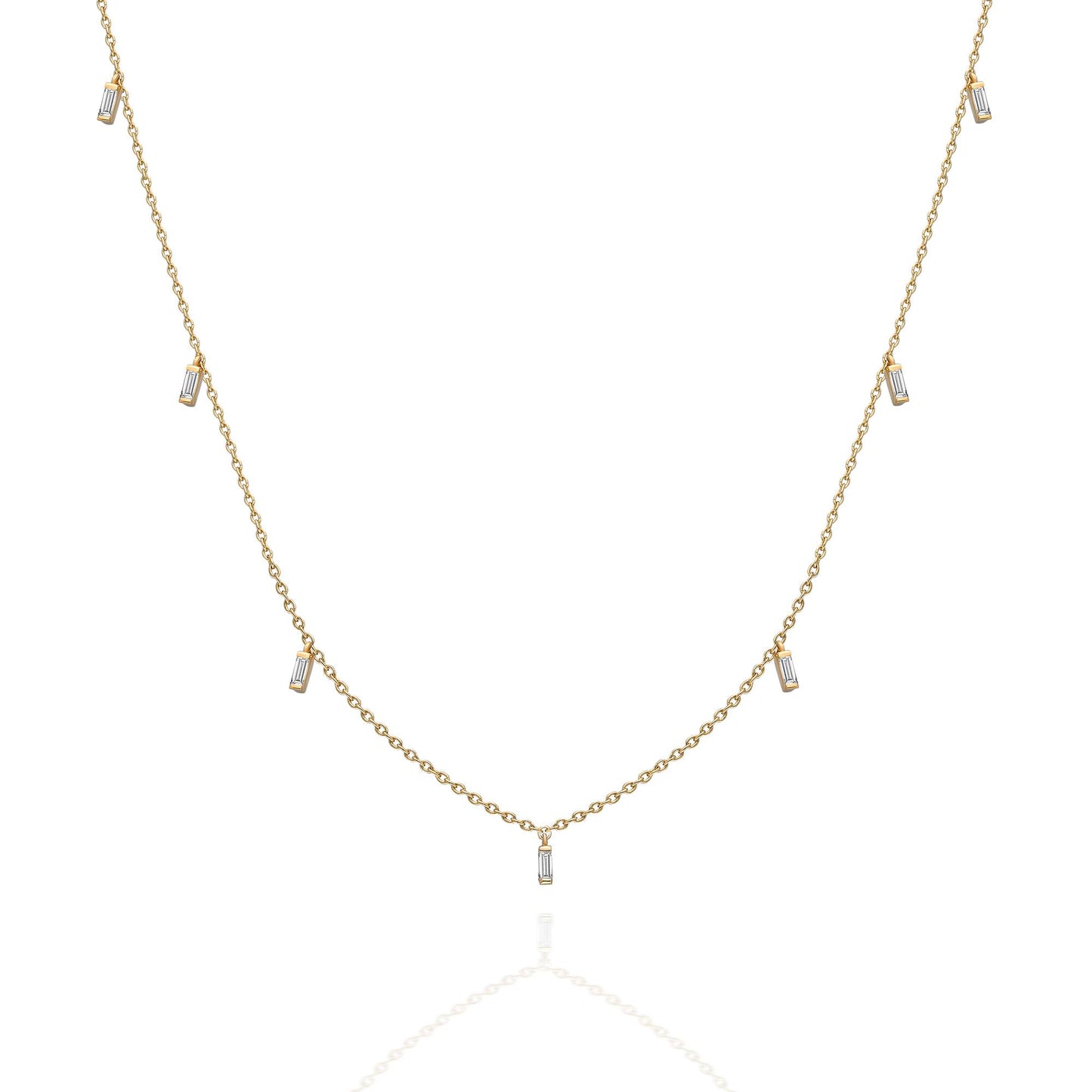 Baguette Diamond Station Necklace