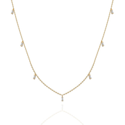 Baguette Diamond Station Necklace