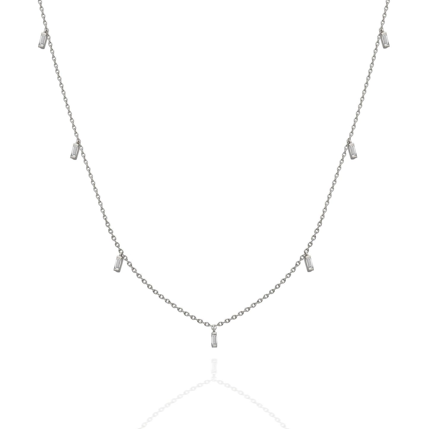 Baguette Diamond Station Necklace