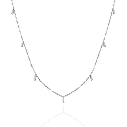 Baguette Diamond Station Necklace