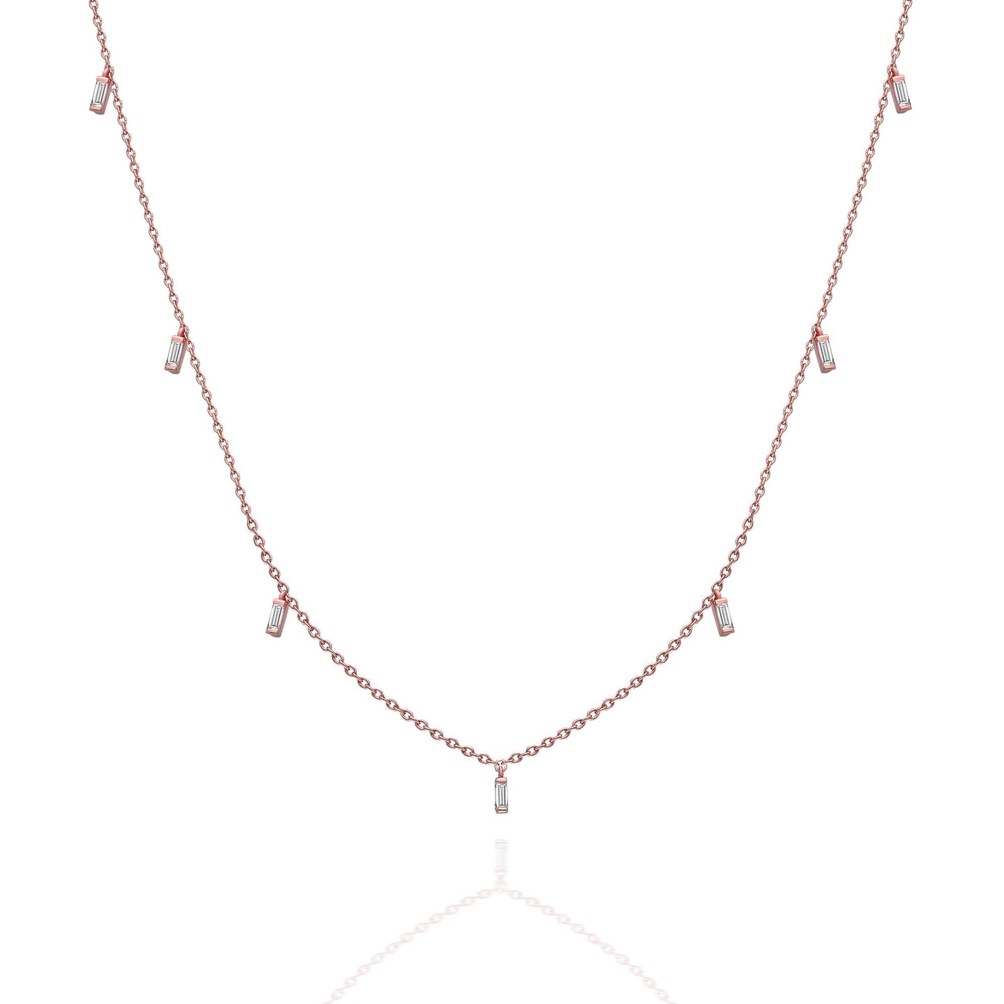 Baguette Diamond Station Necklace