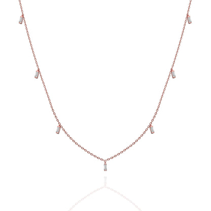 Baguette Diamond Station Necklace