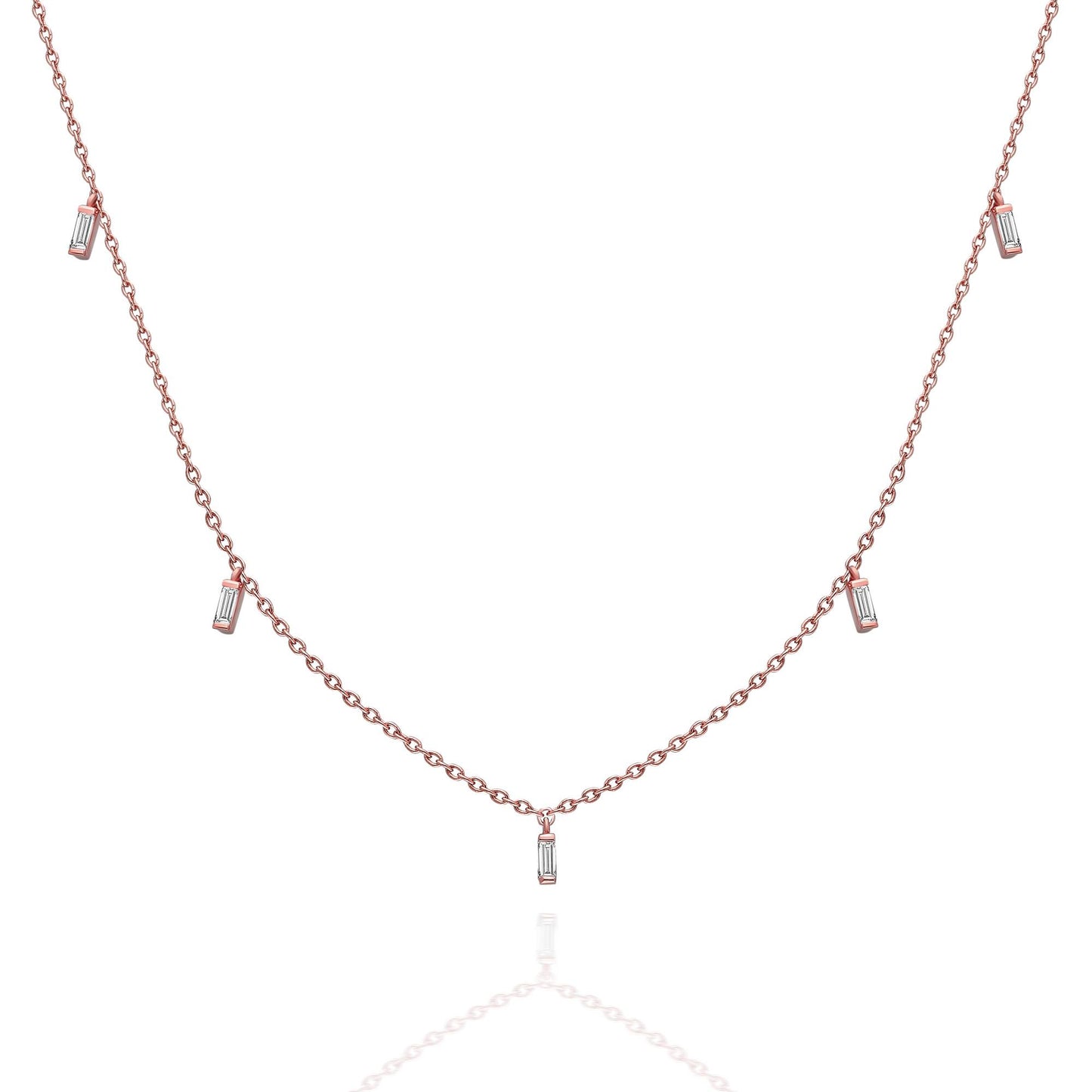 Baguette Diamond Station Necklace