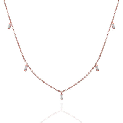 Baguette Diamond Station Necklace