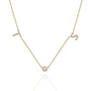 Diamond Double Initial Necklace with Solitaire Bezel Diamond