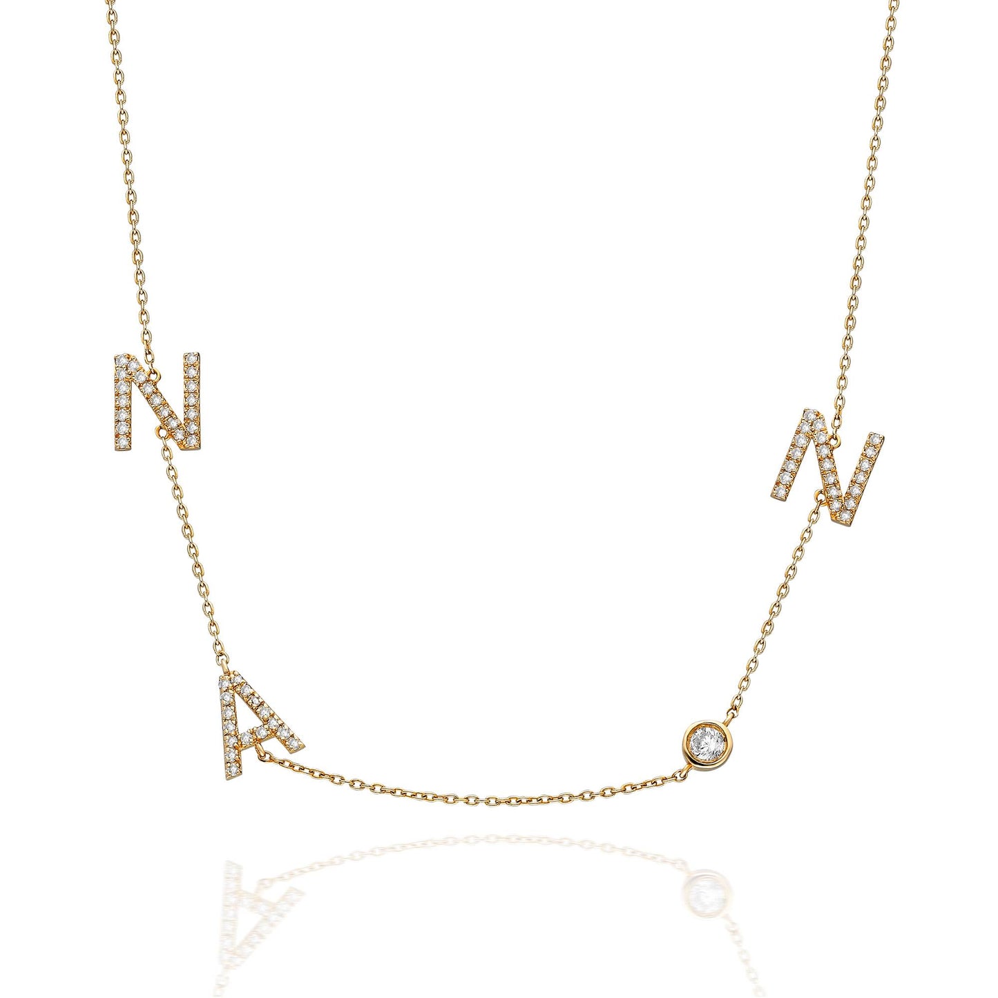 Diamond Initial Necklace and Solitaire Bezel Diamond