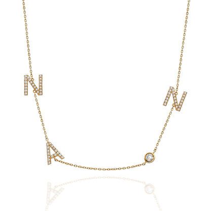Diamond Initial Necklace and Solitaire Bezel Diamond
