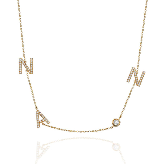 Diamond Initial Necklace and Solitaire Bezel Diamond