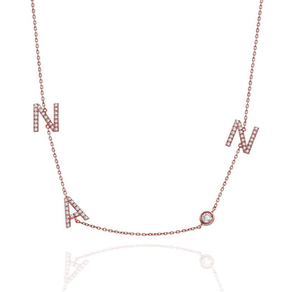 Diamond Initial Necklace and Solitaire Bezel Diamond