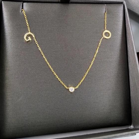 Bezel Diamond Initial Necklace