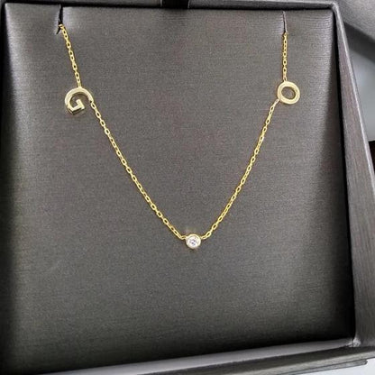 Bezel Diamond Initial Necklace